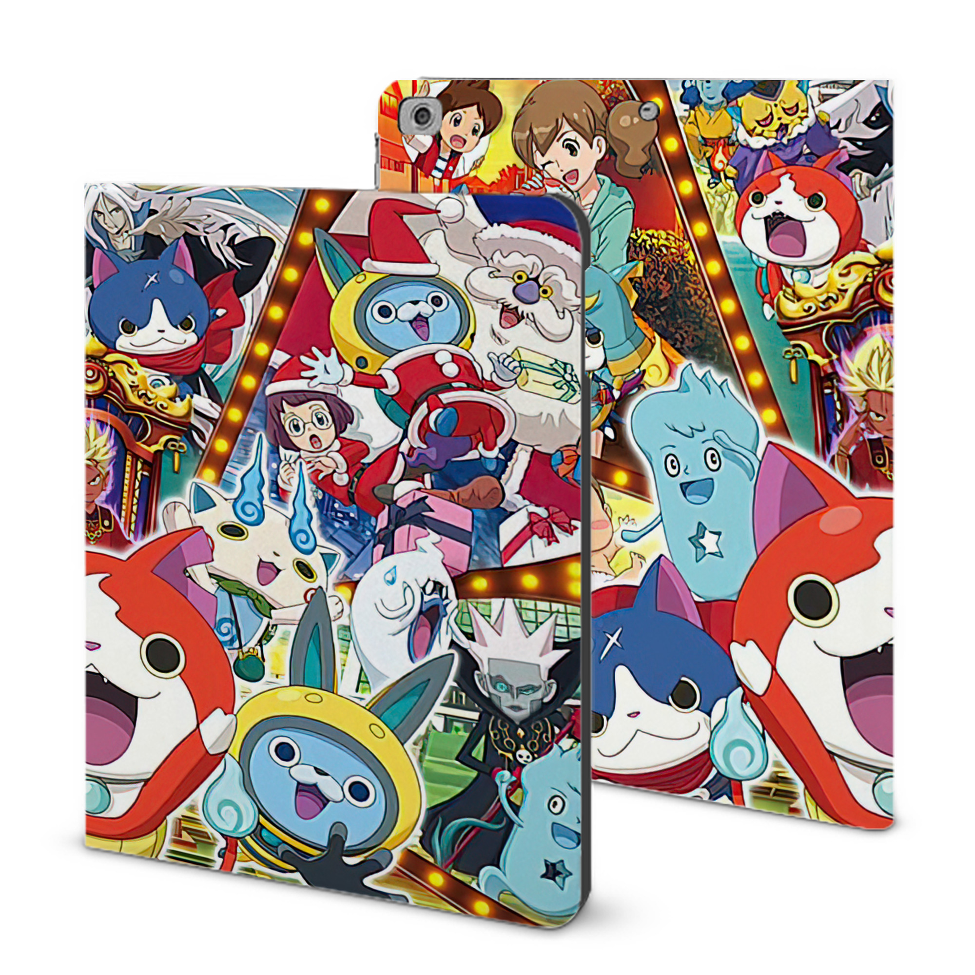 （画像用） 妖怪ウォッチ Yo-kai Watch IPad ケース ブック型 PUレザー TPU 耐衝撃 軽量 薄型 ペン収納なし 全面保護 IPad 各モデル対応